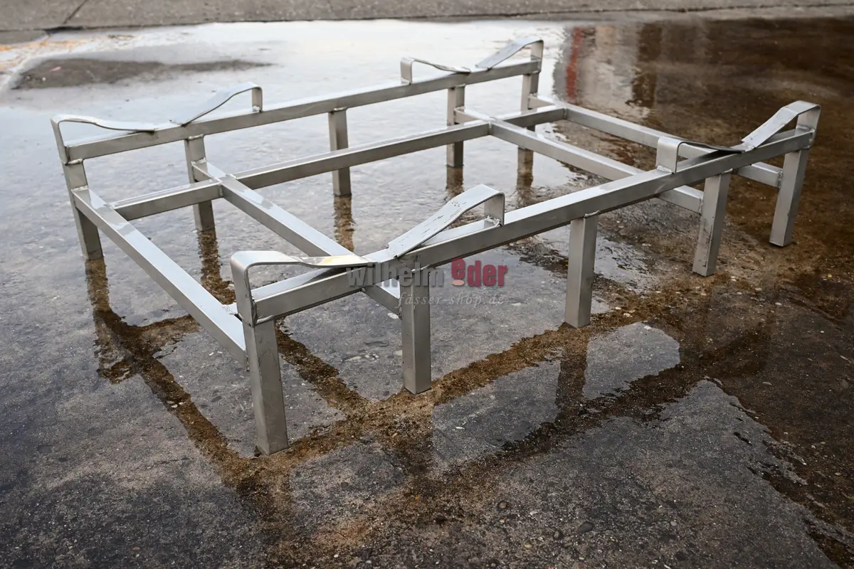 Edelstahlfasslager Bodenstück für 2 Fässer 225/228 l - gebraucht